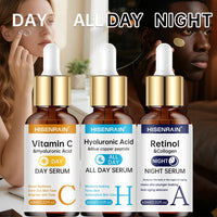 Trio sérums visage HISENRAIN - routine jour, continue et nuit