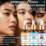 Routine visage HISENRAIN - sérum Vitamine C le matin, Rétinol et Acide Hyaluronique le soir