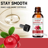 Texture fluide de l'huile de rose musquée, pour cheveux souples