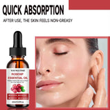 Absorption rapide de l'huile de rose musquée sur la peau, sans effet gras