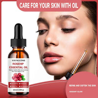 Soin du visage à l'huile de rose musquée, application au compte-gouttes