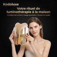 Kodoluxe Opal KLM2 - femme tenant le masque LED, votre rituel de luminothérapie à la maison